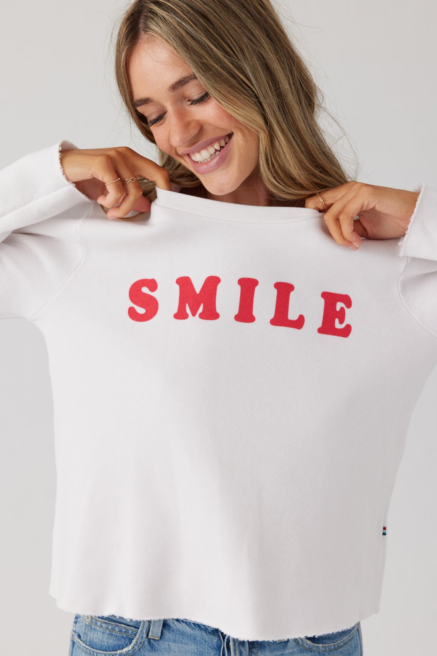 Smile Crop Pullover - Ecru