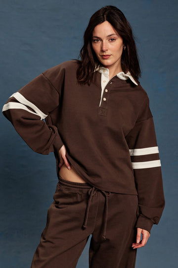 Rugby Sweatshirt - Brown/Cream
