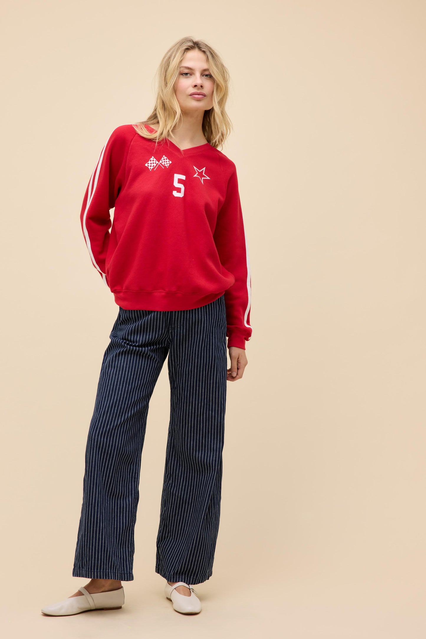 5 Star Racing V-Neck Sweatshirt - Red