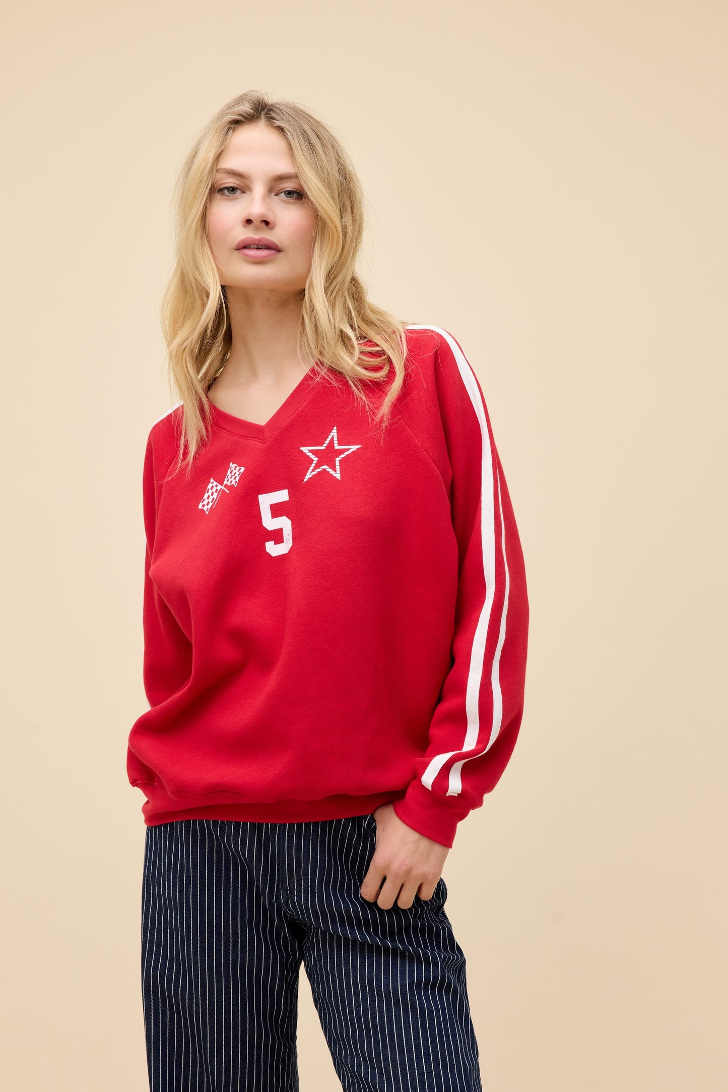5 Star Racing V-Neck Sweatshirt - Red
