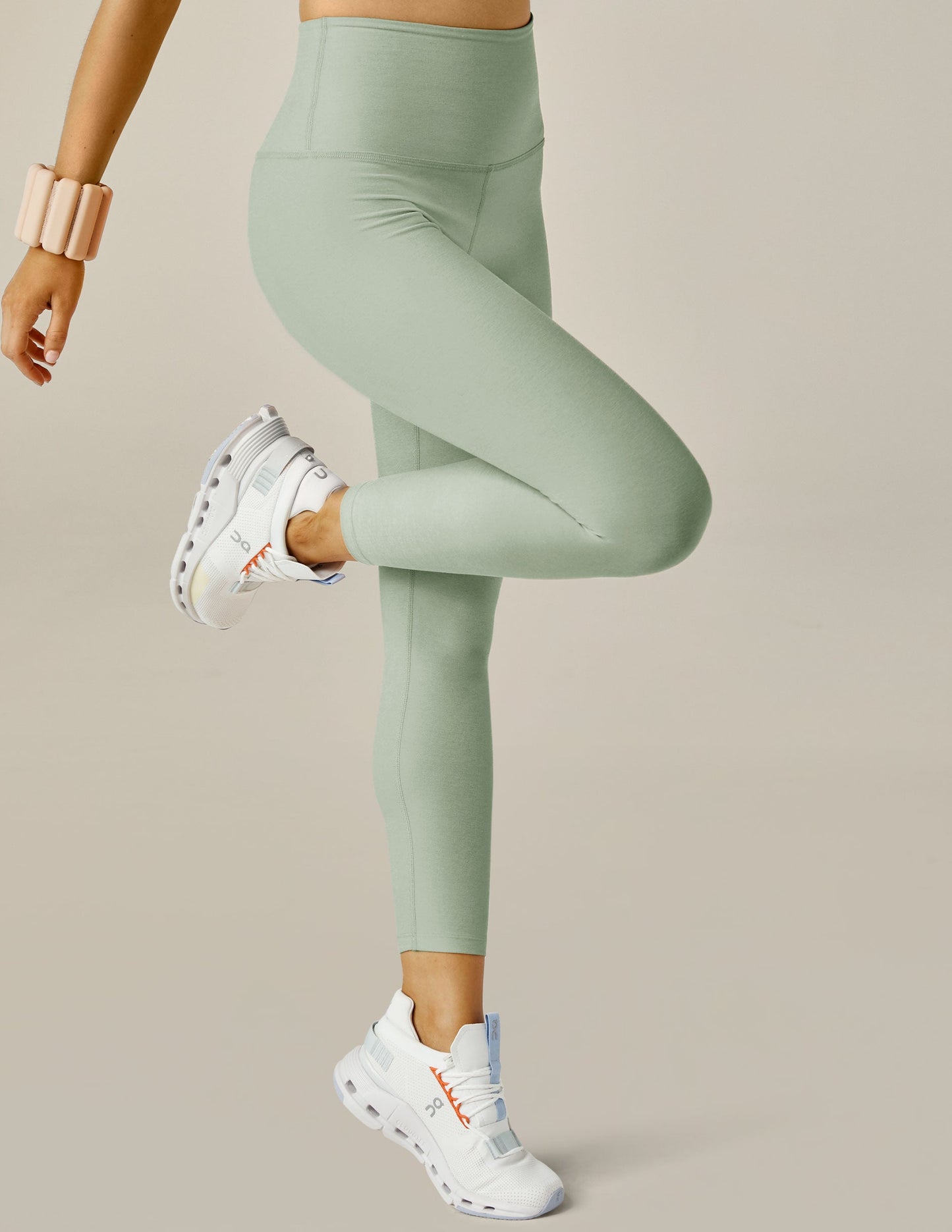 Spacedye Caught in the Midi High Waisted Legging - Minty Slate Heather