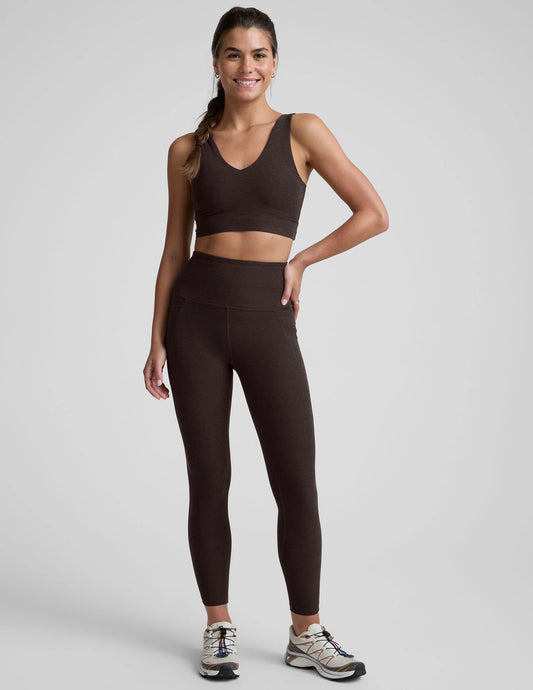 Spacedye Pocket HW Midi Legging - Dark Choc Hthr