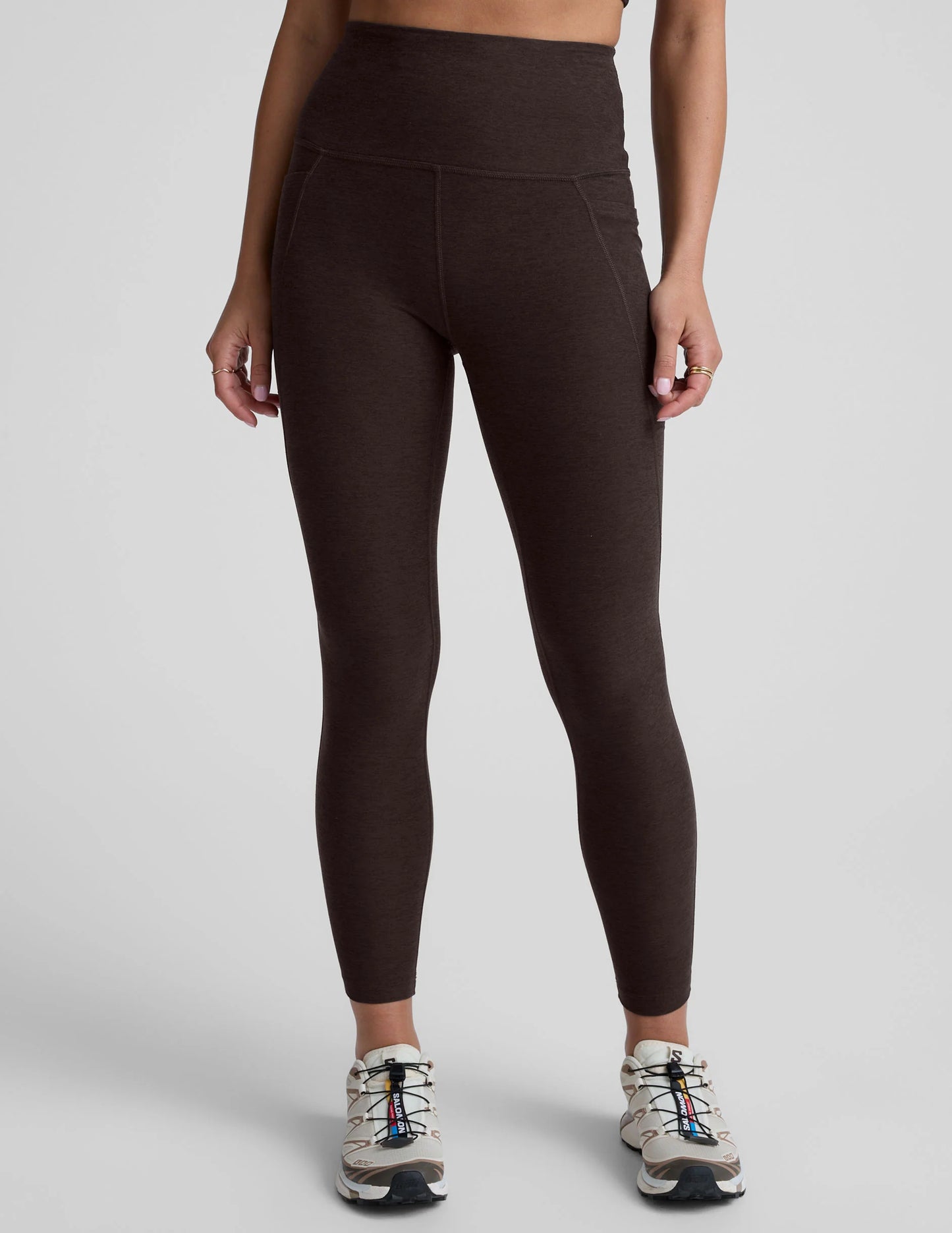 Spacedye Pocket HW Midi Legging - Dark Choc Hthr