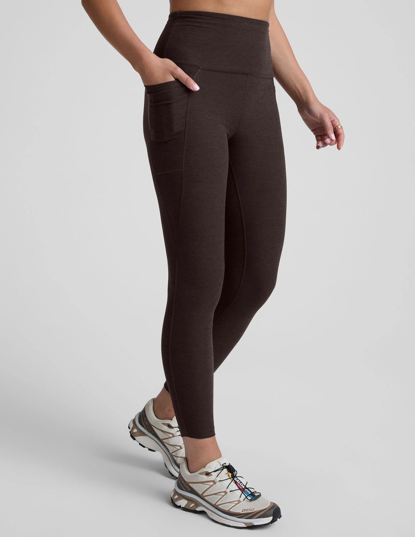 Spacedye Pocket HW Midi Legging - Dark Choc Hthr