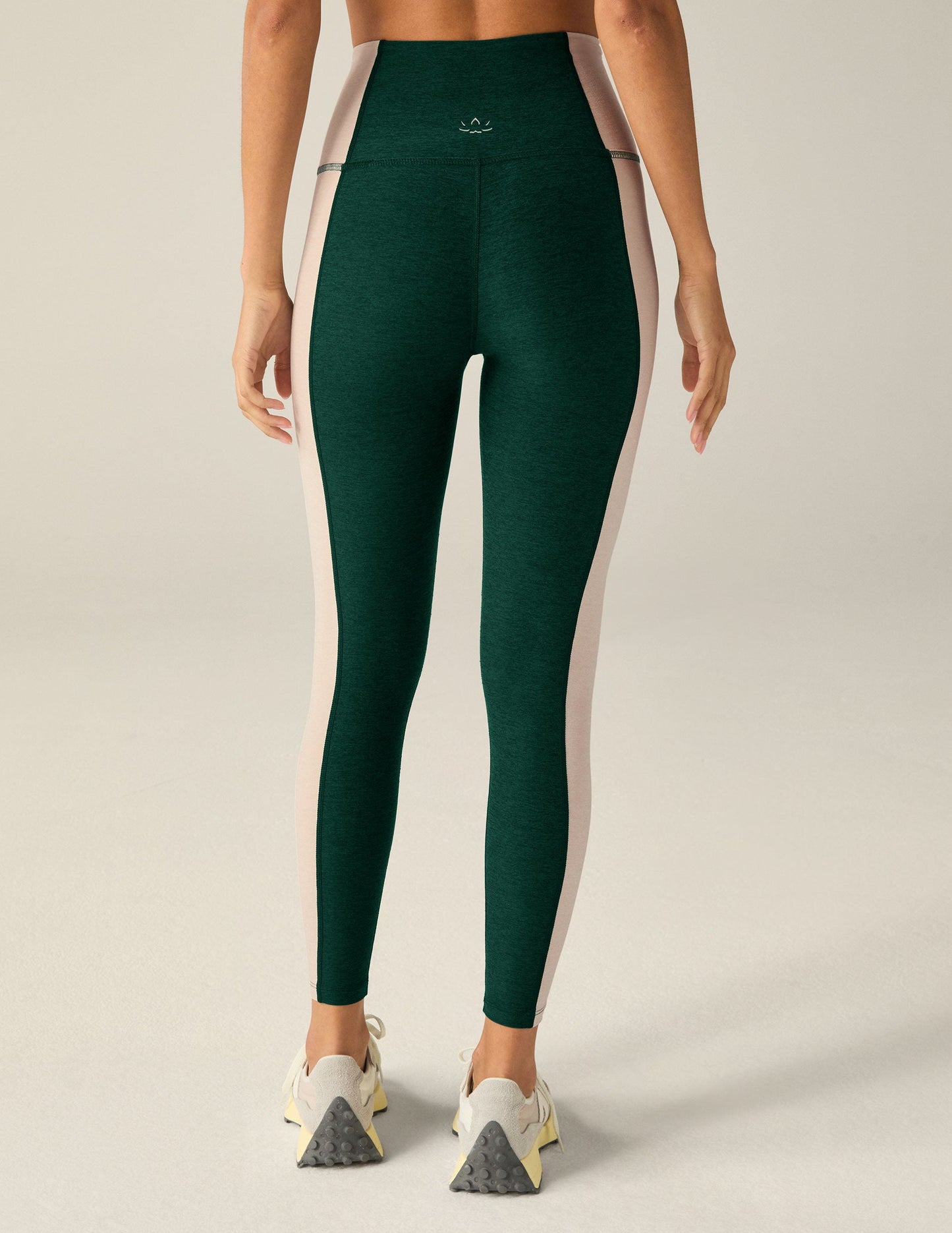 Spacedye Vitality Colorblock High Waisted Midi Legging - Dark Spruce Green / Eggshell