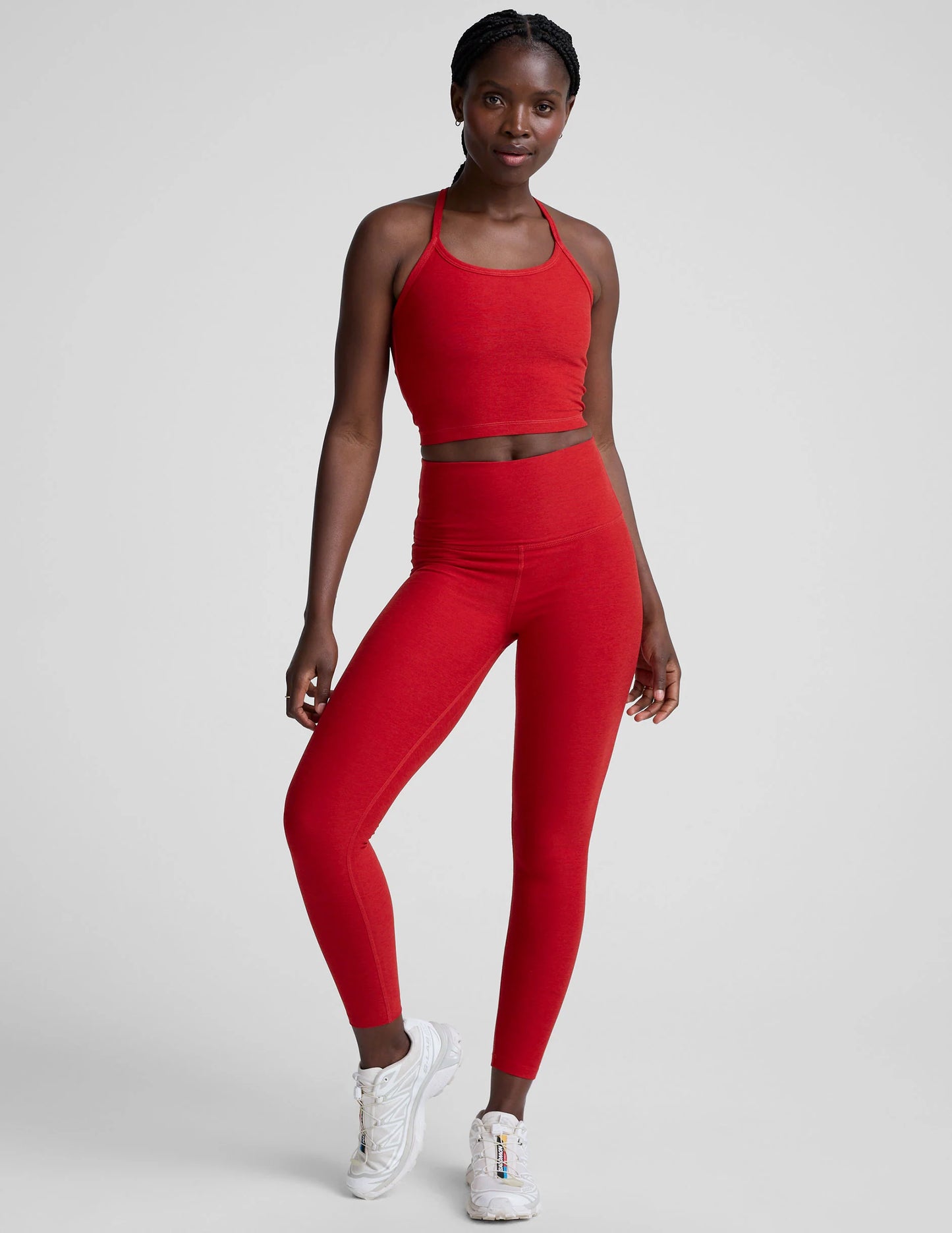 Spacedye Slim Racerback Crop Tank - Holly Red Hthr