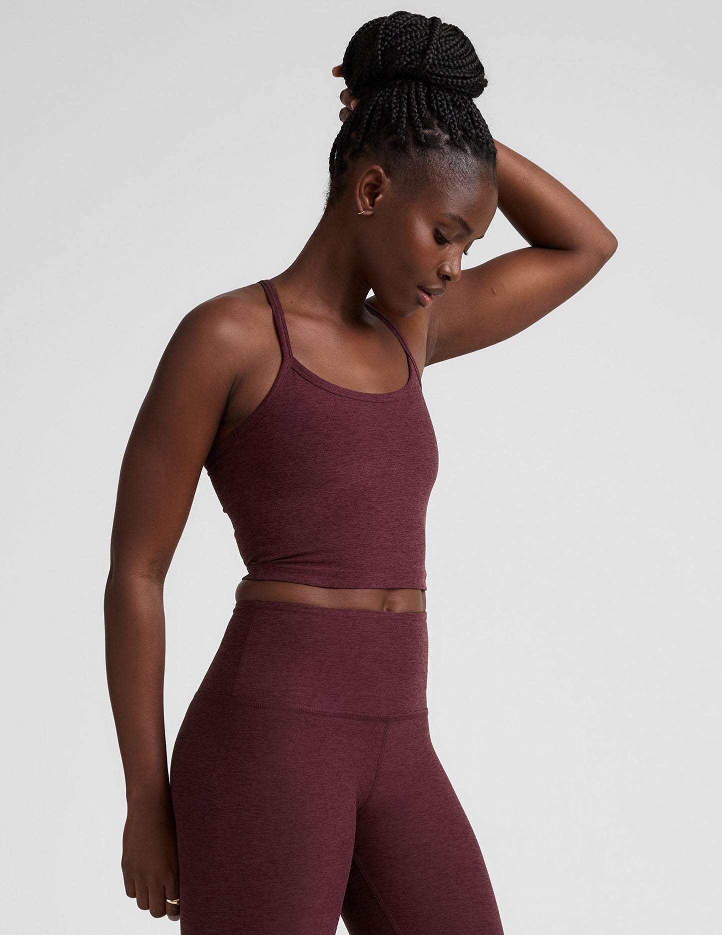 SD Slim Racerback Cropped Tank - MdnghtBrgndyHthr