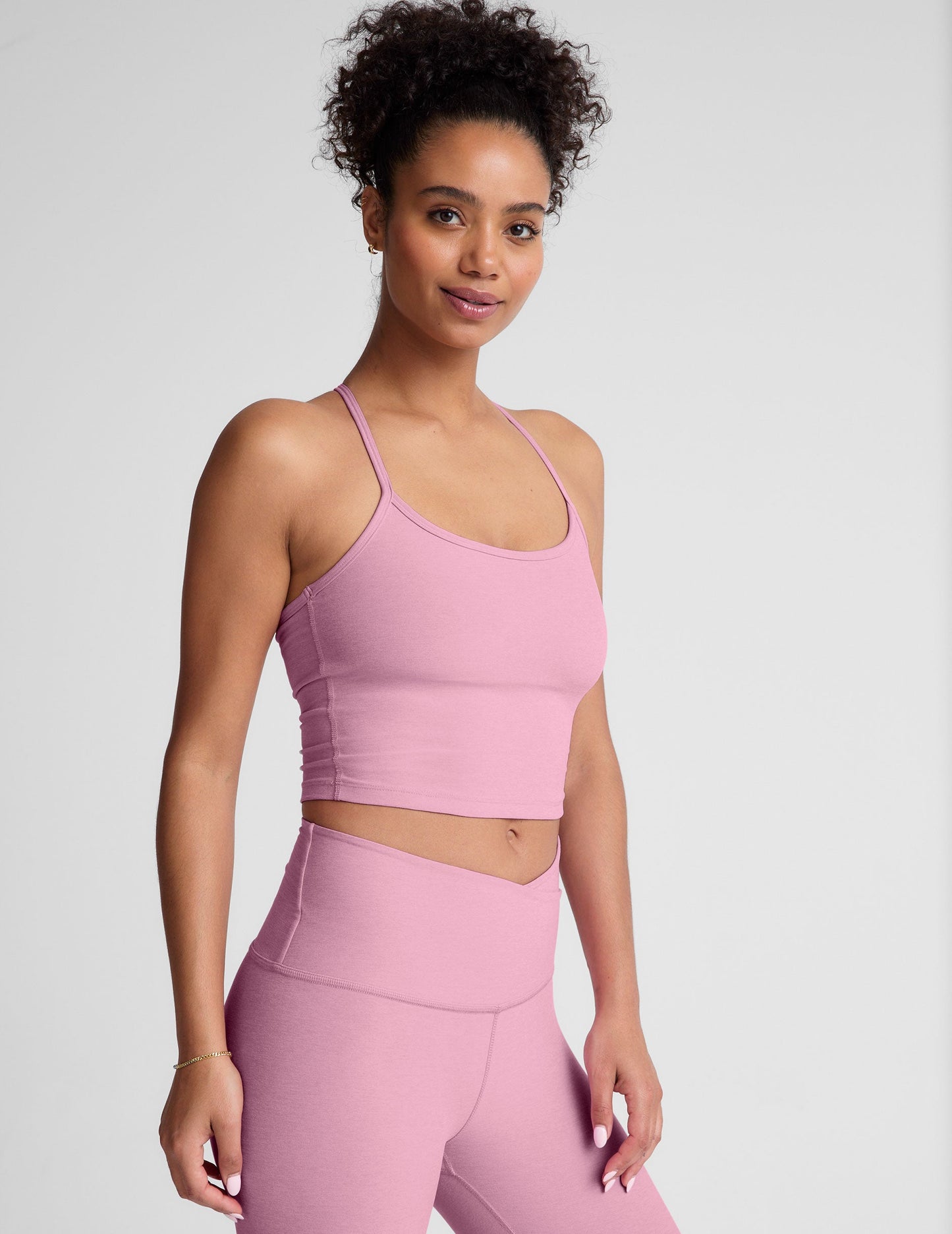 Spacedye Slim Racerback Crop Tank - Pink Haze Hthr