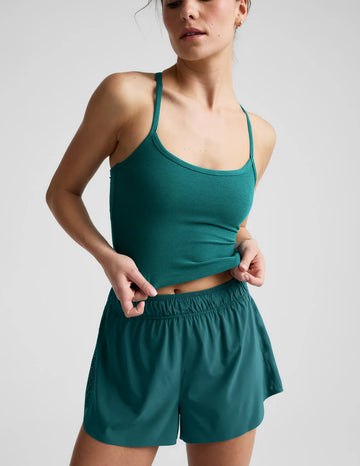 Spacedye On The Up Cropped Tank - Teal Sea Heather