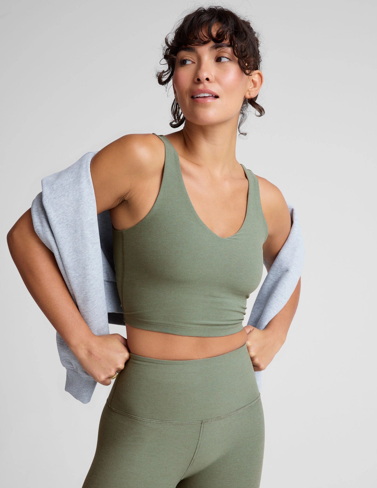 Spacedye Good Day Cropped Tank - Grey Sage Heather