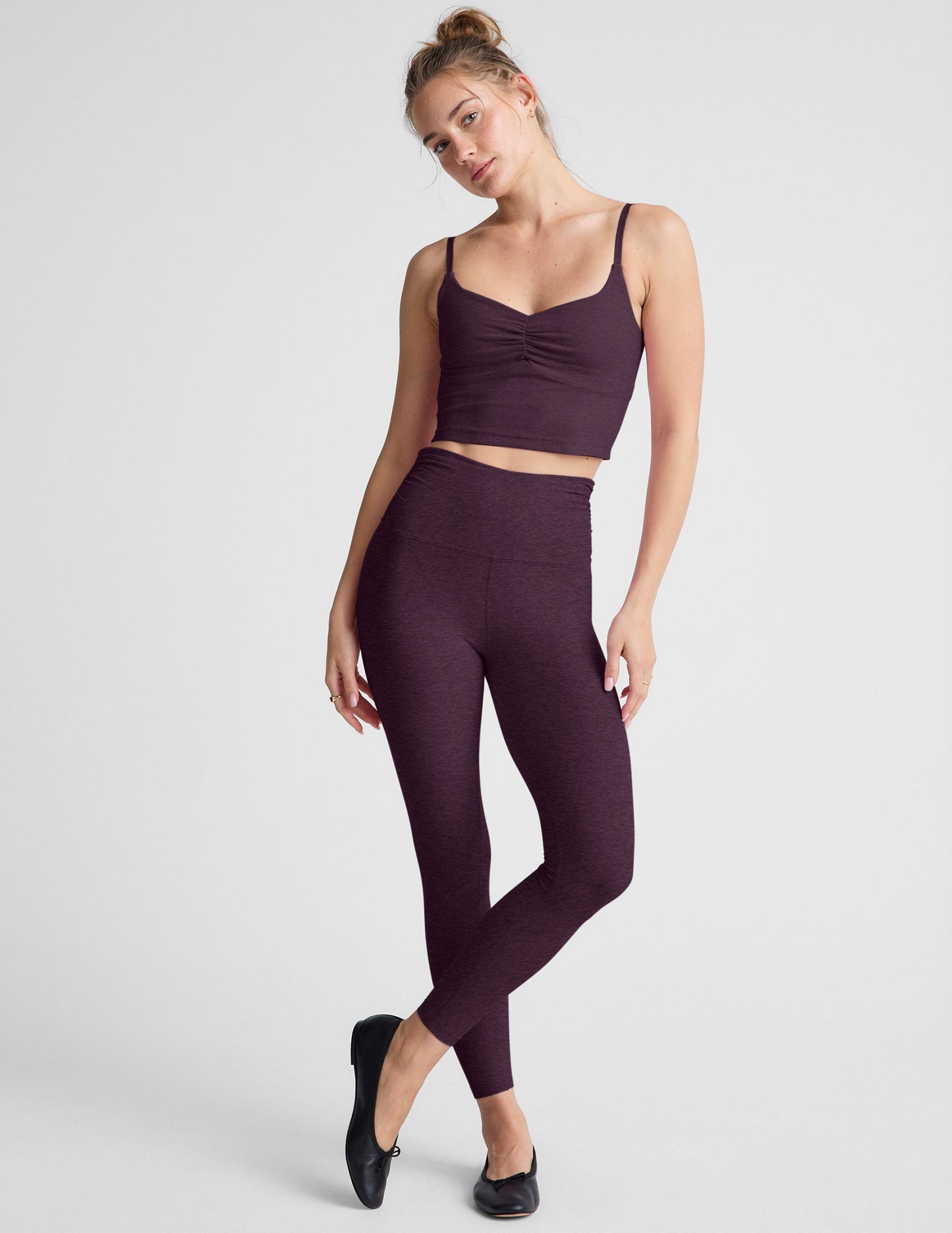 Spacedye Shirred Cropped Tank - EggplantPurpleHthr