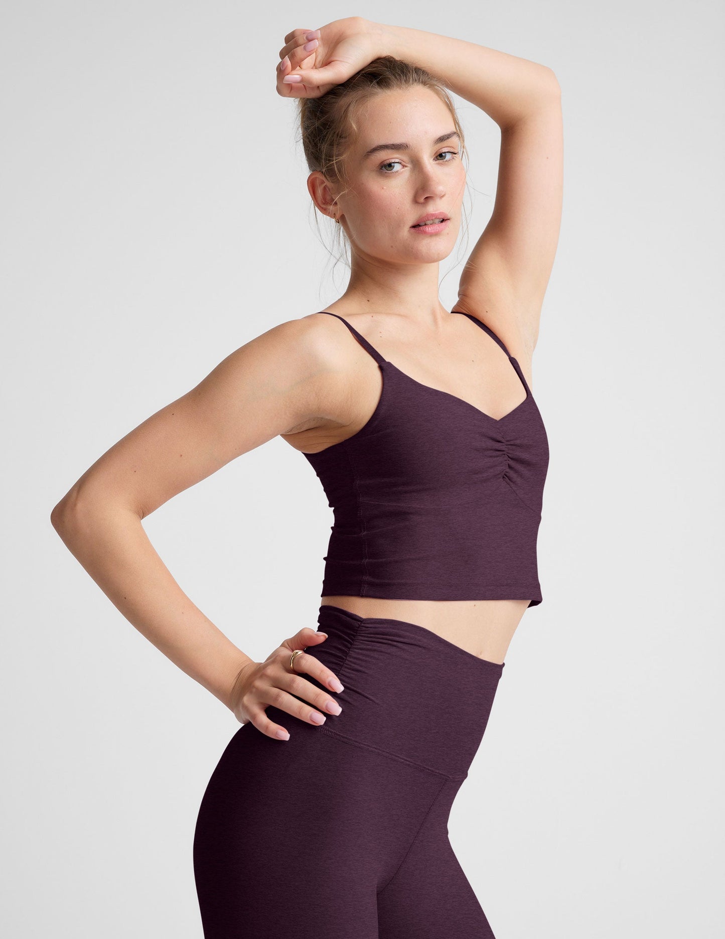 Spacedye Shirred Cropped Tank - EggplantPurpleHthr