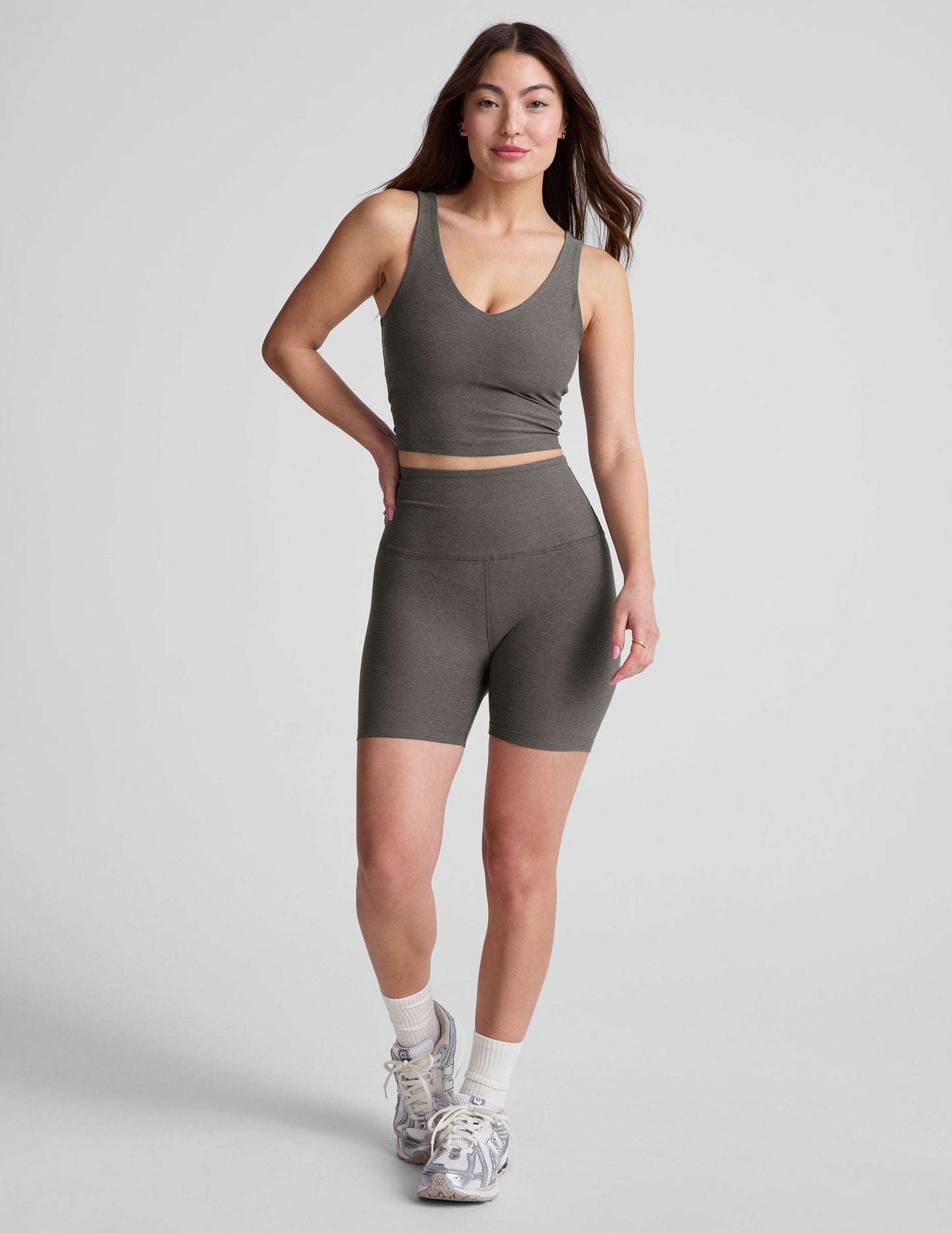 Spacedye Keep Pace Biker Short - True Gray Heather