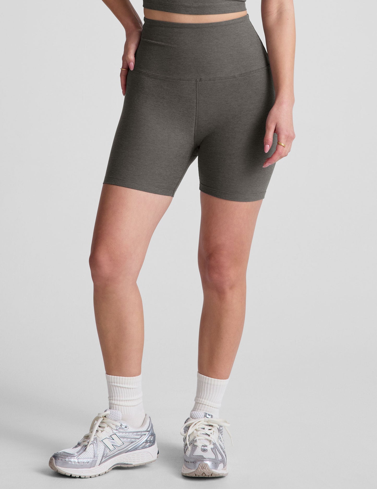 Spacedye Keep Pace Biker Short - True Gray Heather