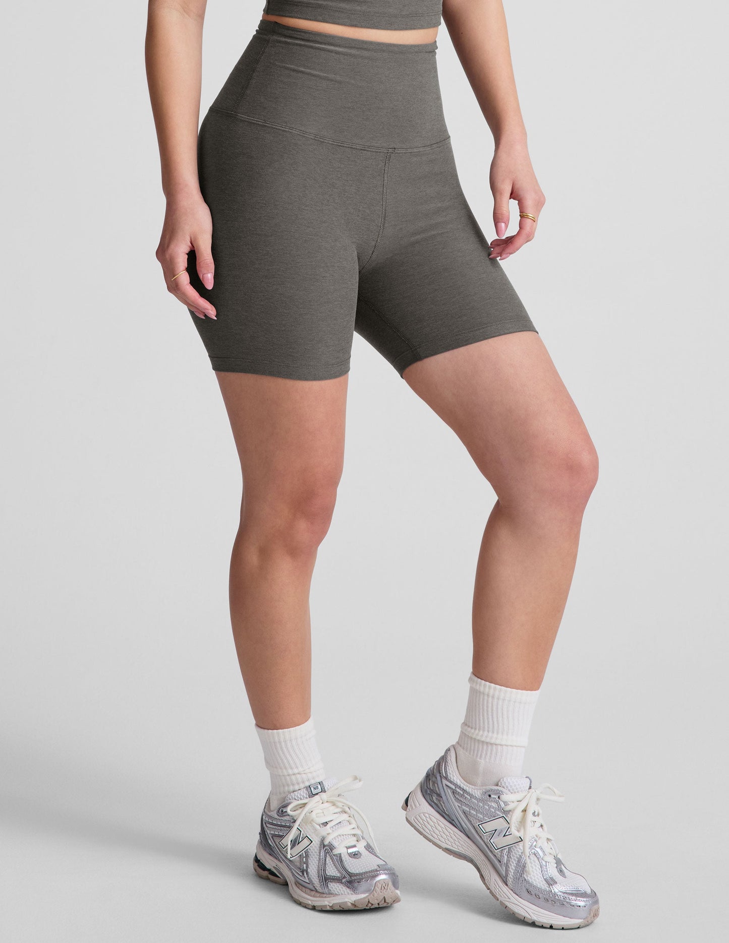 Spacedye Keep Pace Biker Short - True Gray Heather
