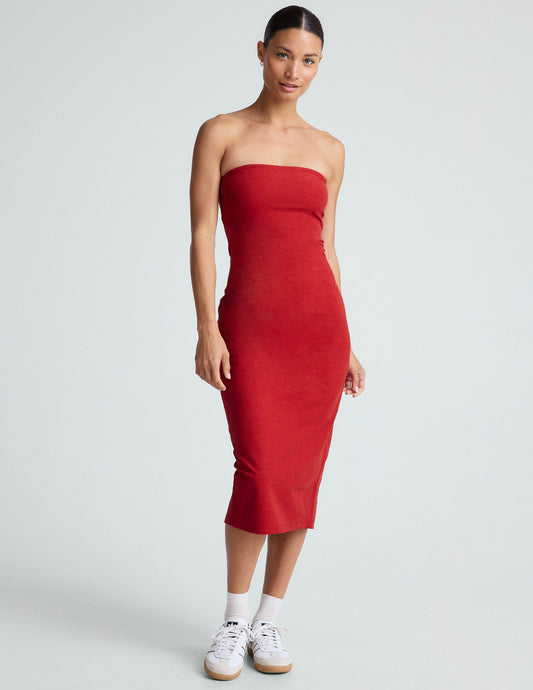 Spacedye Strapless Dress - Ruby Red Heather