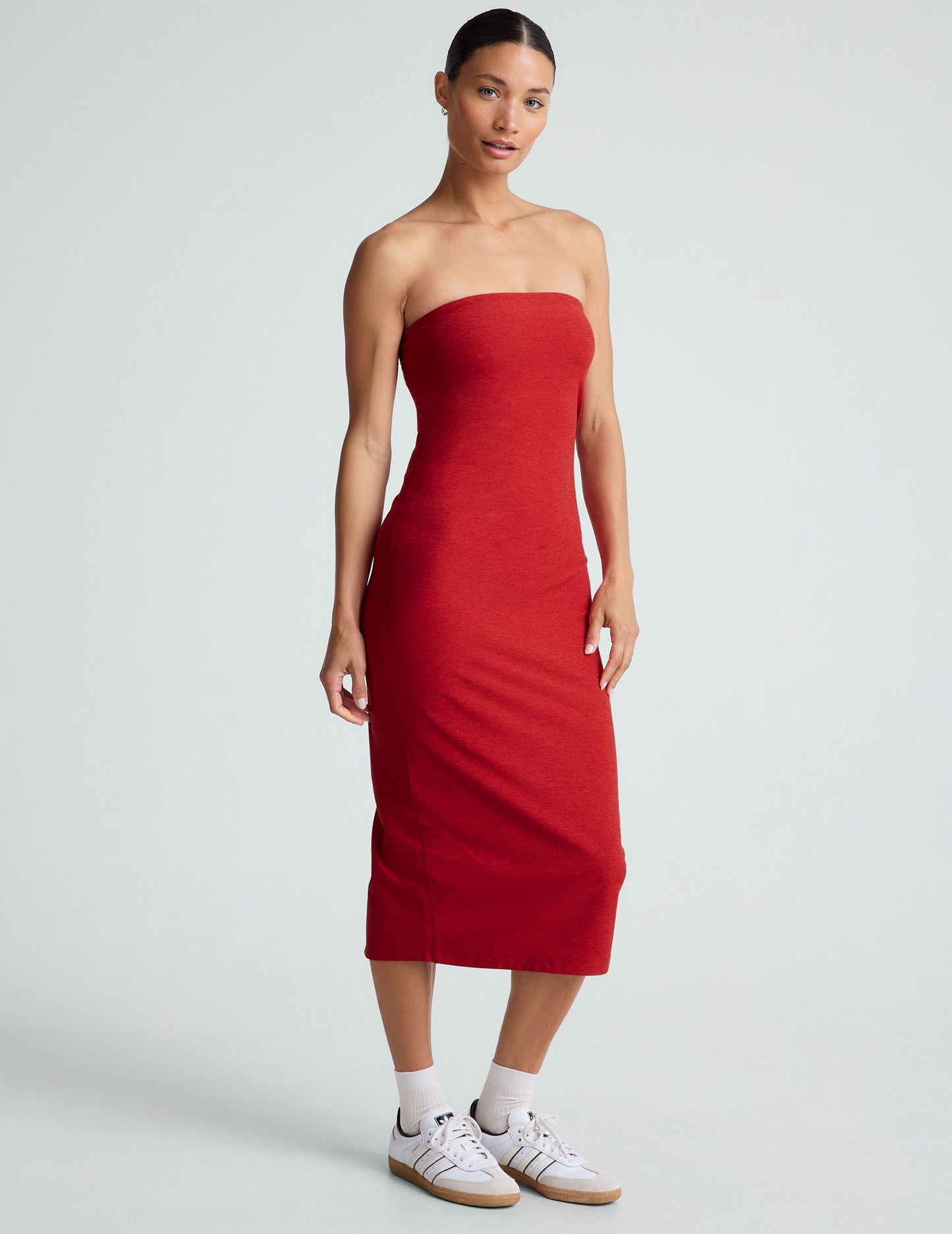 Spacedye Strapless Dress - Ruby Red Heather