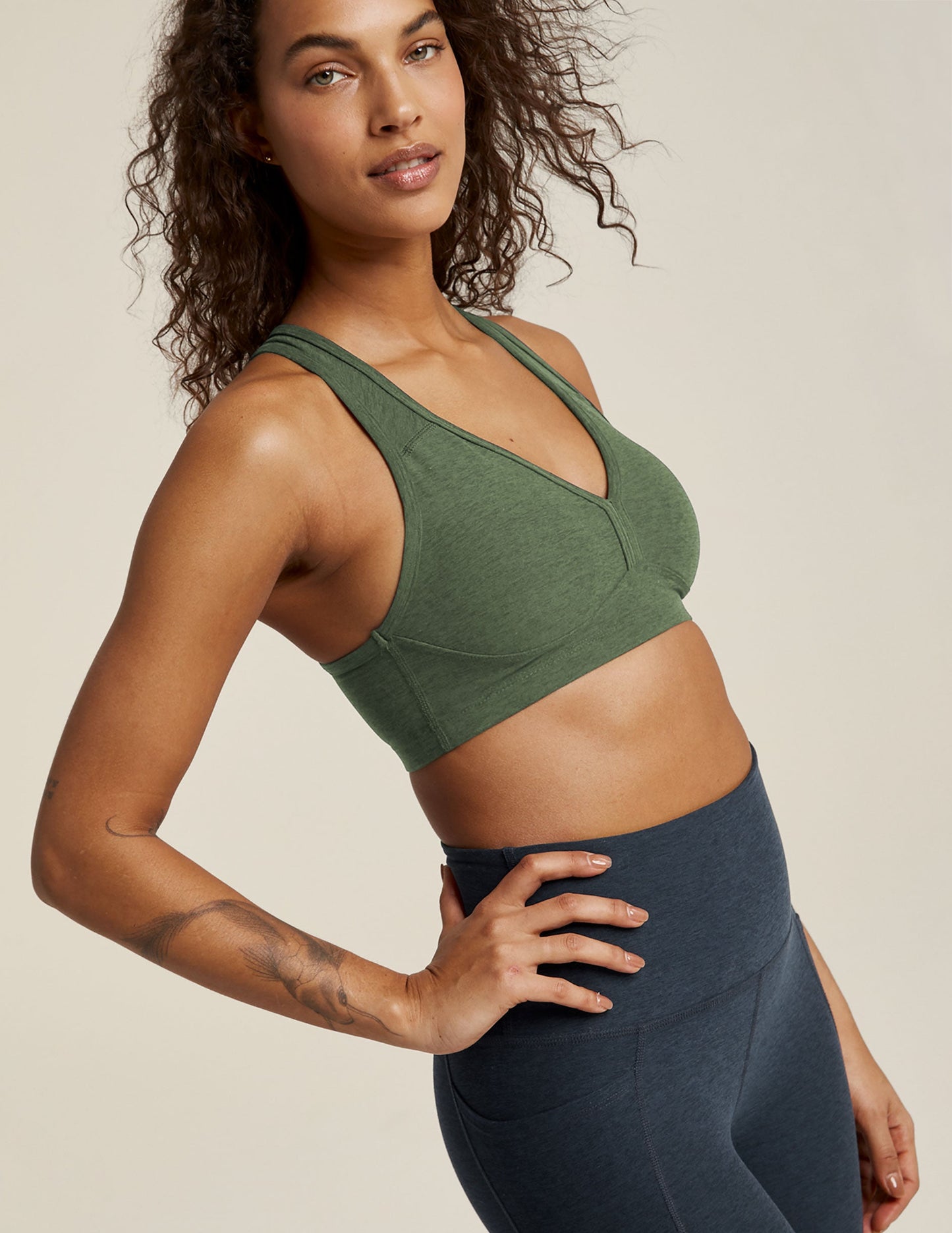 Spacedye Lift Your Spirits Bra - Moss Green Heather