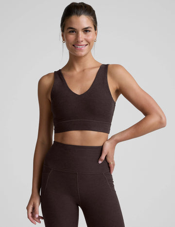 Spacedye Good Day Long Line Bra - Dark Choc Hthr