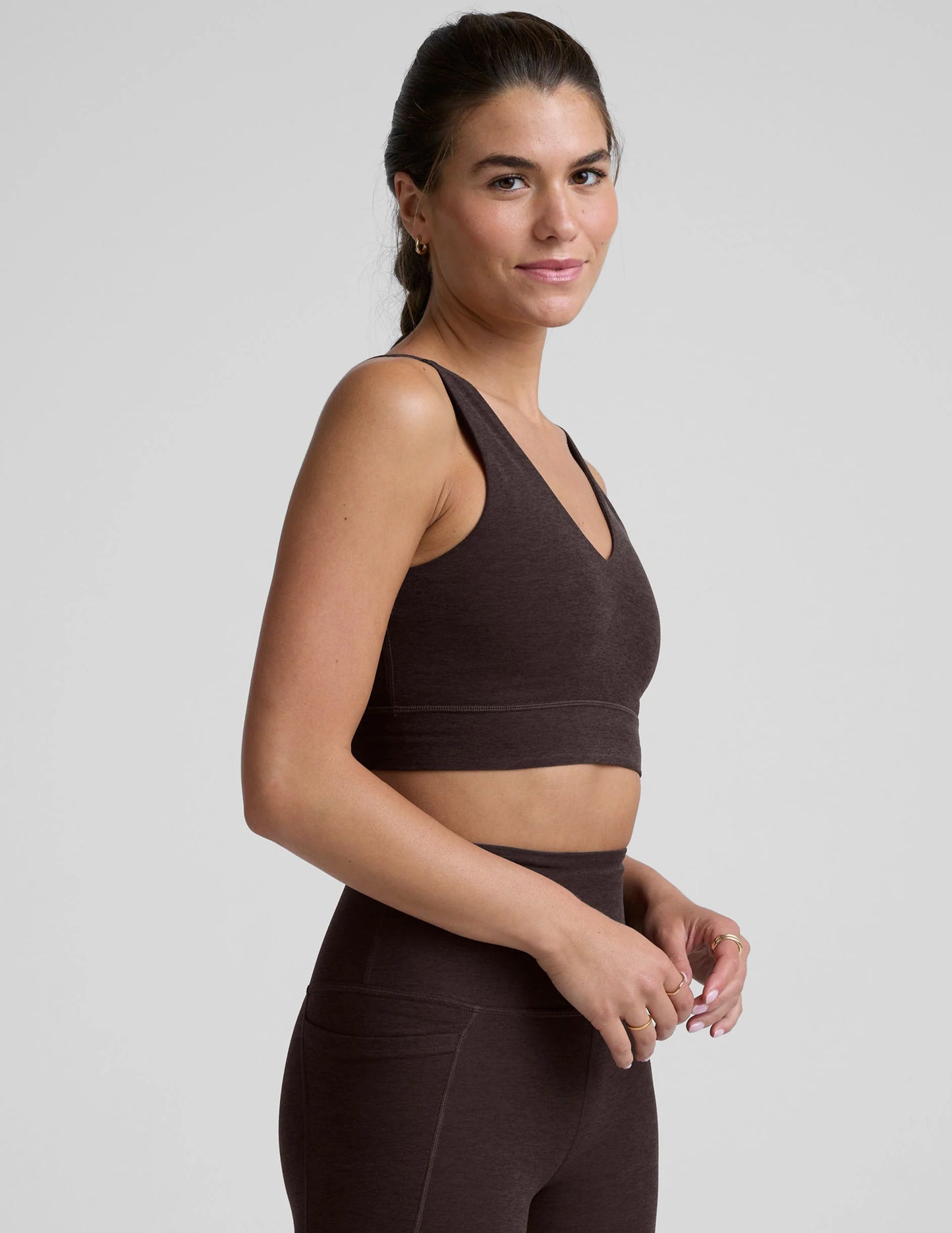 Spacedye Good Day Long Line Bra - Dark Choc Hthr