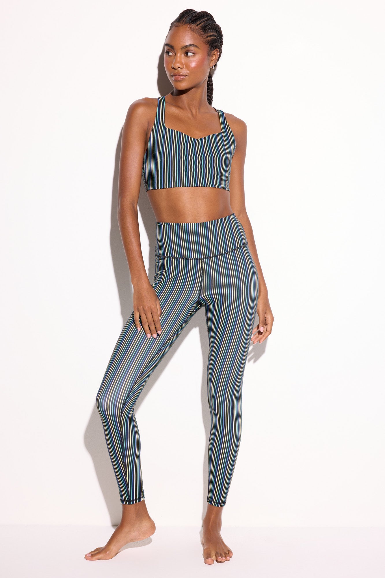 Aura Stripe Venus Longline Bra - Black