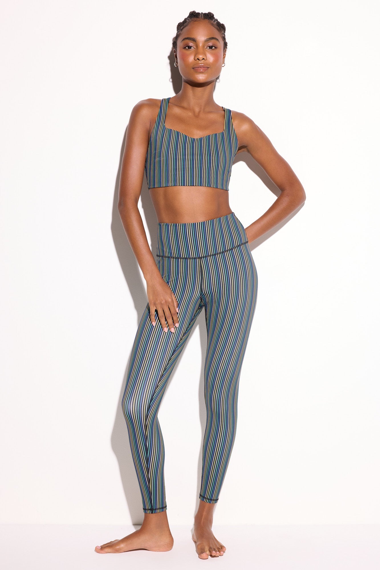 Aura Stripe Lotus 7/8 Legging - Black