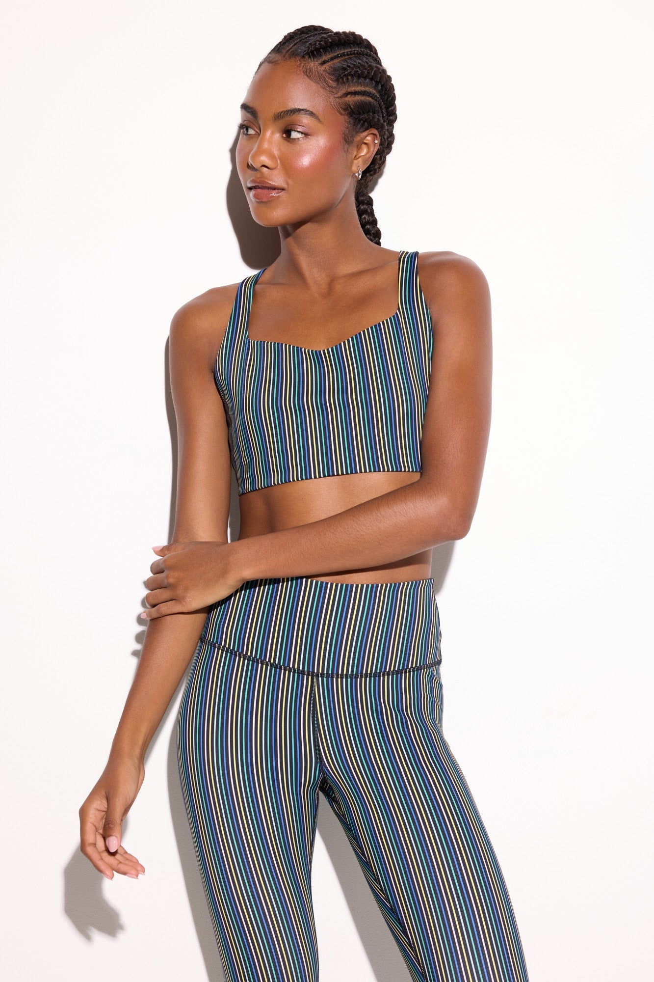 Aura Stripe Venus Longline Bra - Black