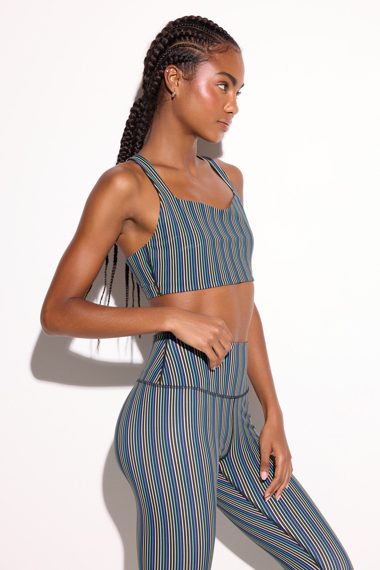 Aura Stripe Venus Longline Bra - Black