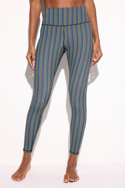 Aura Stripe Lotus 7/8 Legging - Black