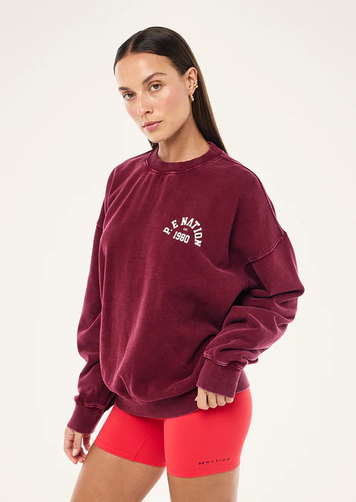 pe nation Swerve 2.0 Sweat long sleeve Washed Cabernet left angle