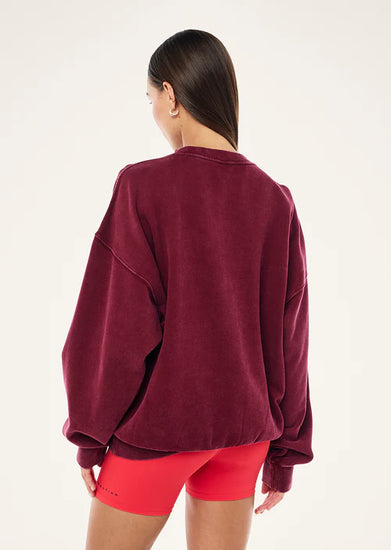 pe nation Swerve 2.0 Sweat long sleeve Washed Cabernet back left angle