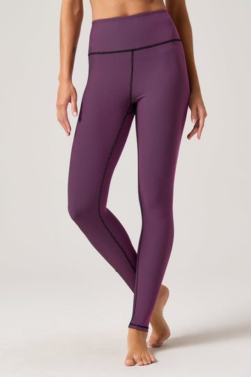 Auralight Rib Zen 7/8 Legging - Black/Wild Orchid