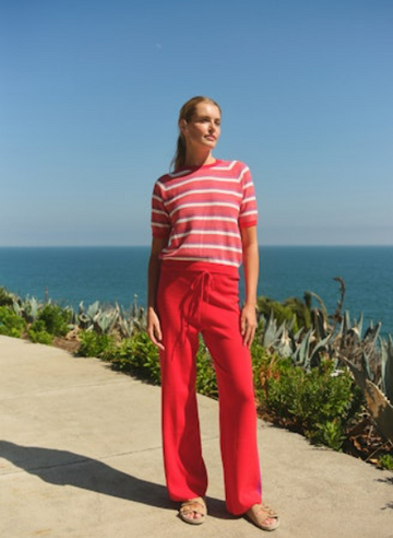 Sweater Pant W/ Embroidered BckPcket - Vermillion