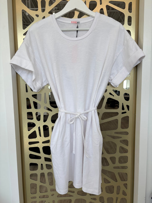 Rolled Sleeve Dress - Optic White