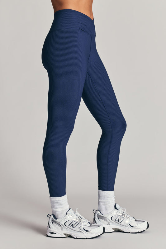 Ribbed Veronica Legging - Navy