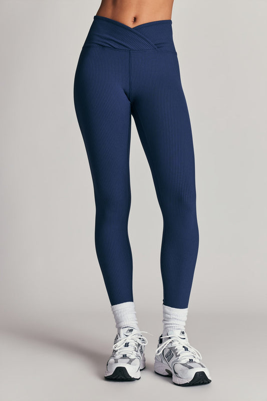 Ribbed Veronica Legging - Navy