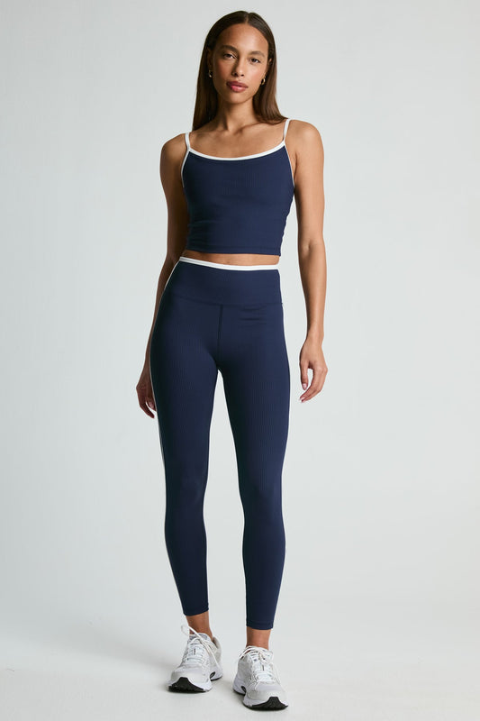 Ribbed Bralette Tank - Navy/White