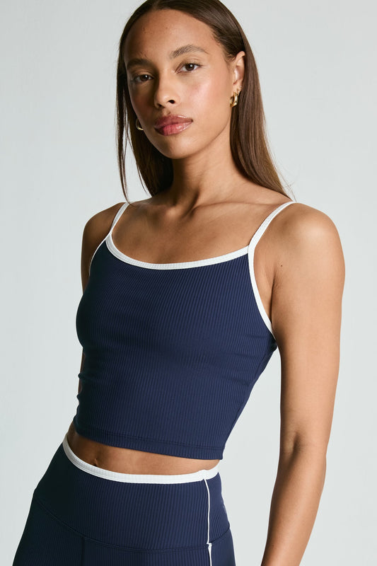 Ribbed Bralette Tank - Navy/White