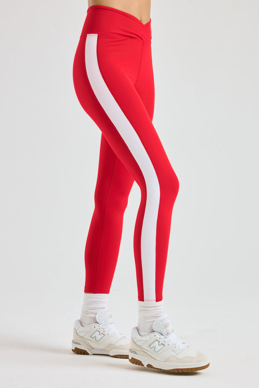 Sport 7/8 Track Legging - Red/White