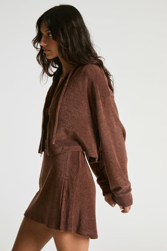 Terry Classic Zip Up Sweatshirt - Chocolate Brown