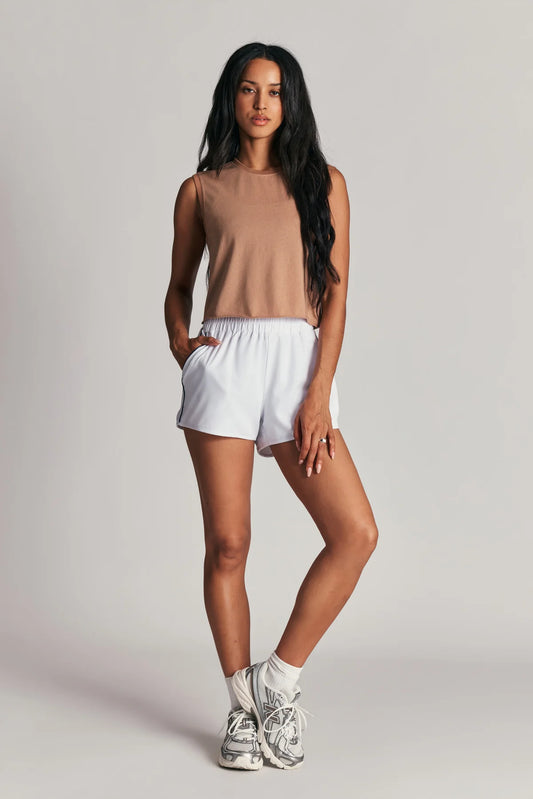 Cropped Muscle Tee - Almond