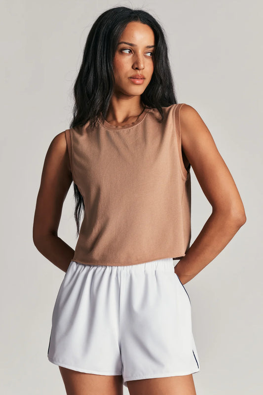 Cropped Muscle Tee - Almond