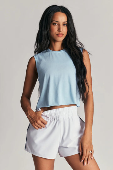Cropped Muscle Tee - Sky