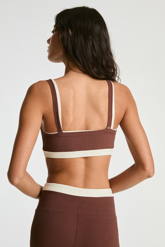 The Ribbed Layer Bralette - Choc/Shell