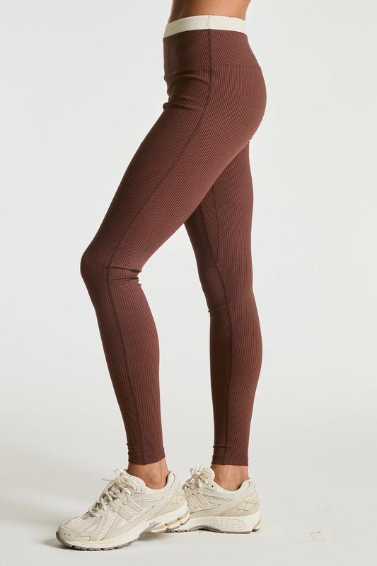 Ribbed Layer Legging - Choc/Shell