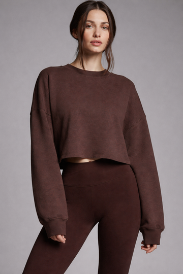 Cropped Crewneck Sweatshirt - Dark Oak