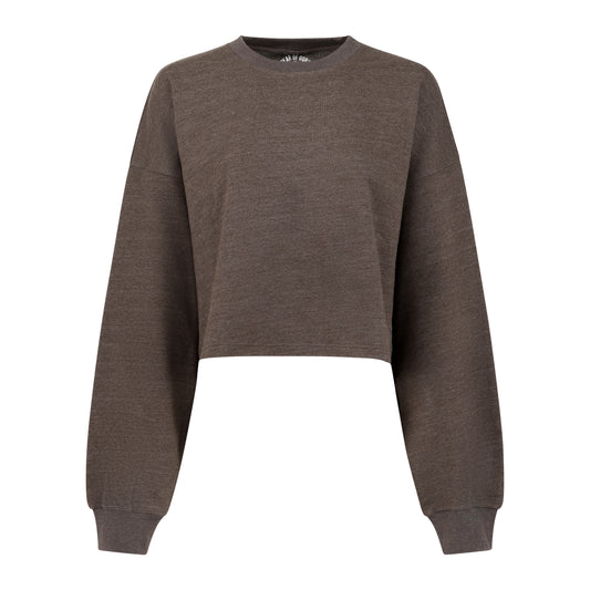 Cropped Crewneck Sweatshirt - Dark Oak