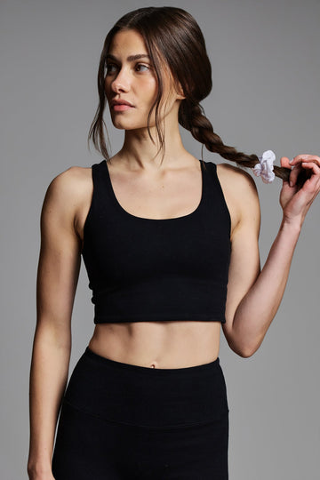 Cotton Scoop Bra - Black