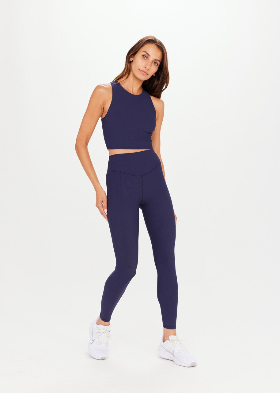 Ribbed Samara Crop - Navy