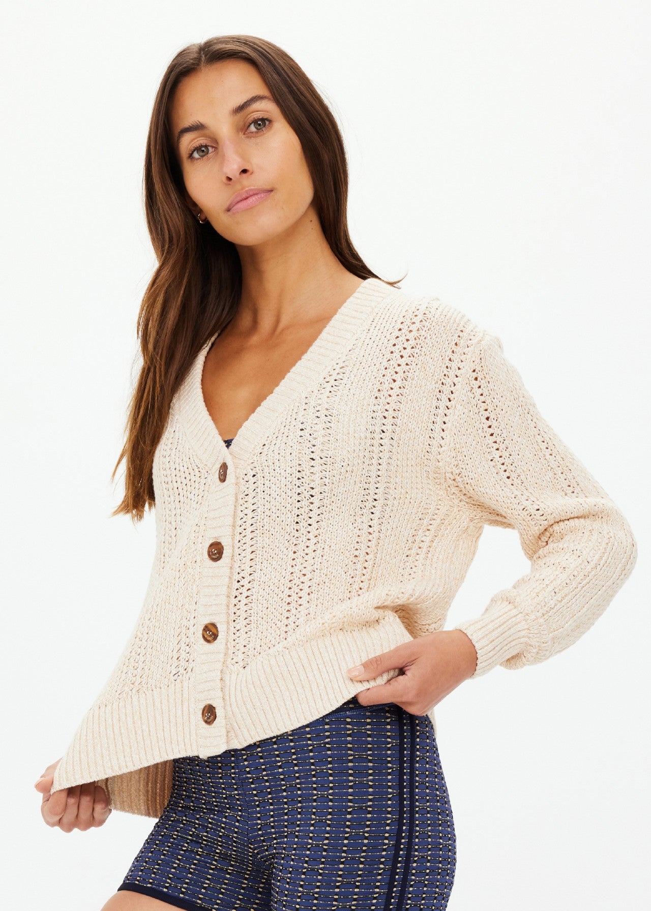 Drew Button Knit Cardigan - Natural